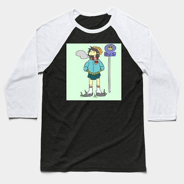 Bus Stop Baseball T-Shirt by LadybugDraws